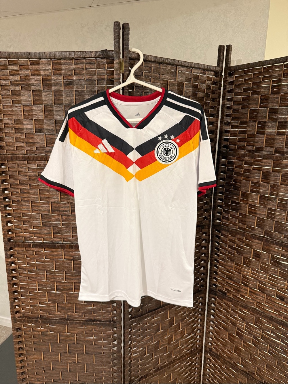 Adidas Germany Soccer Jersey - White with Black, Red & Yellow
